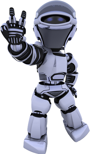 Futuristic robot raising a hand